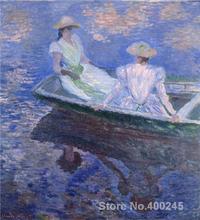 Pintura de Claude Monet para chicas jóvenes en fila, decoración de barcos, sobre lienzo, óleo, hecho a mano, alta calidad 2024 - compra barato