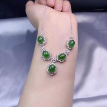 Pulsera de GEMA de jaspe verde Natural conjunto de joyas de piedras preciosas naturales S925 joyería de fiesta de flores grandes de plata 2024 - compra barato