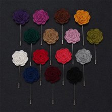 New fashion men brooch flower lapel pin suit boutonniere fabric yarn pin 13colors button Stick flower brooches for wedding party 2024 - buy cheap