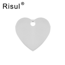 Risul 30mm beautiful heart Charm ID DIY name print Blank Pendants mirror polish Stainless Steel wholesale 10Pcs 2024 - buy cheap