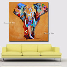 hand painted colorful Elephant Animal Oil Painting On Canvas Wall Art Pictures For Living Room kid's room Home Decor No Frame 2024 - buy cheap