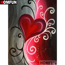 Homfun 5d pintura de diamante completa quadrada/redonda, broca "coração vermelho" 3d bordado, ponto cruz, presente, decoração de casa a00900 2024 - compre barato