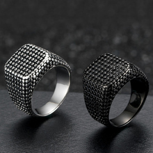 Men Cool Square Titanium Ring Punk Black Stainless Steel Punctiform Ring Vintage Hip Hop Ring 2024 - buy cheap