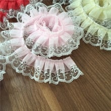 5 Yard/lot Multicolor pleated lace trim clothes wedding accessories lace fabric diy handmade 4.5cm wide headdress SM013 2024 - buy cheap
