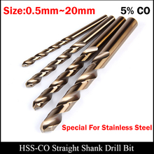 5.1mm 5.2mm 5.3mm 5.4mm 5.5mm Stainless Steel High Speed Steel Cobalt HSS CO HSS-CO Fully Ground Straight Shank Twist Drill Bit 2024 - buy cheap