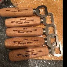 Personalized any name or text wedding Bottle Opener, Groomsmen Gift, Engraved Wood opener, Custom Bottle Opener, Christmas gifts 2024 - buy cheap