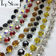 High Quality More Colors SS28 SS38 Crystal Rhinestone Round Cup Chain Silver Base For Jewelry, Dress Making 2024 - buy cheap