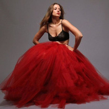 Vestido de baile de tule inchado feminino, saias de cintura elástica romântica vermelha bege para casamento de noiva e festas 2024 - compre barato
