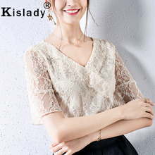 Kislady 2020 Sweet Flare Sleeve Womens Tops and Blouses Summer Fairy Print V Neck Lace Blouse Fashion Korean Fashion Clothing 2024 - buy cheap