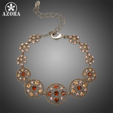 AZORA New Trendy 2019 Brown Austrian Crystals Jewelry Ancient Silver Color Flower Charm Female Bracelets Bangle for Women TS0202 2024 - buy cheap