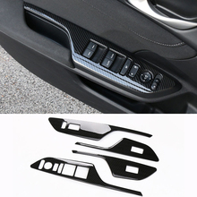 4 шт./лот стильный подлокотник из углеродного волокна для автомобильного интерьера подлокотника окна переключателя крышки отделки ободок для Honda Civic 2016 2017 LHD 2024 - купить недорого