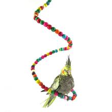 Жердочка для птицы Попугай Птица стенд качели укуса игрушка цветные бусины Складная птица игрушка товары для домашних животных 2024 - купить недорого