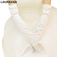 1 Pair Bride Long Finger Bow Elbow Sun Protection Gloves Opera Wedding Evening Party Prom Costume Fashion Gloves Ivory White 2024 - buy cheap