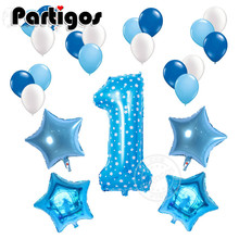 23pcs/lot 32inch Number Digit Foil Balloons Baby Shower 1st birthday Party Boy Star Helium 2.2g pink Blue Latex Globos Decor 2024 - buy cheap