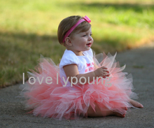 Coral Red And  White colors Birthday Tutu Skirt Girls Skirt 2024 - buy cheap