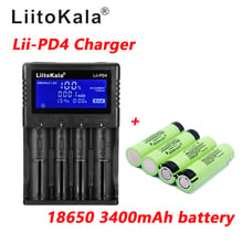 1 pcs LiitoKala lii-PD4 LCD 3.7 V 18650 21700 Carregador de bateria + INR18650 4 pcs 3.7 V 18650 3400 mAh 34B li-ion Baterias Recarregáveis 2024 - compre barato