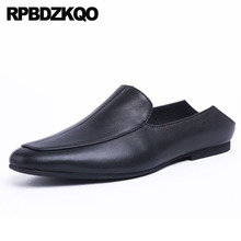 Sapatos de luxo preto conforto deslizamento em homens designer de couro mocassins europeu meia patente estilo britânico mulas slides sandálias brancas 2024 - compre barato