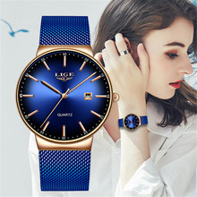 LIGE Women Watches Top Luxury Brand Slim Waterproof Watch Women's Stainless Steel Casual Fashion Clock Robe femme Ladies Watch 2024 - buy cheap