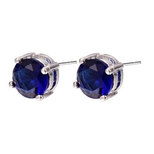 New Arrival Blue Crystal Zircon Women Stud Earrings 925 Sterling Silver Stud Earrings PE24 2024 - buy cheap