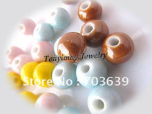 Cuentas sueltas de cerámica redondas para pulsera, collar de cerámica, colores mezclados, 10mm, (100 unids/lote) 2024 - compra barato