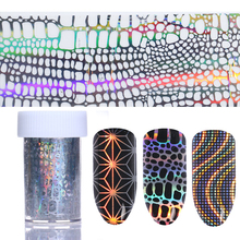 4*100 см/рулон фольги для ногтей, неравномерная сетка волн, блестящие бумажные переводные наклейки для дизайна ногтей, украшения для ногтей 2024 - купить недорого