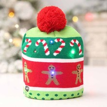 Gorro de punto con luz LED para niño y adulto, sombrero de Navidad para Festival, regalo, suéter, árbol de Navidad, para fiesta 2024 - compra barato