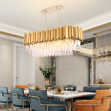 Rectangle Modern Chandelier For Dining Room Luxury Gold/Chrome Steel Hanging Lamp Kitchen Chandeliers Light Fixtures 2024 - buy cheap