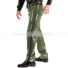 Latex Men Rubber Military Trousers Army Green Long Pants with Waist Belt Plus Size Customized Handmade S-LTM039 2024 - buy cheap