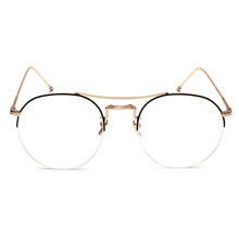 Óculos redondos para homens e mulheres, armação vintage para óculos meio aro preto, rosa, dourado e prateado 2024 - compre barato