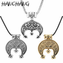 Viking Aegishjalmur Amulet Necklace Jewelry Tricorn Lunula Protective Crescent Nordic Pendant Necklaces Bling Chain Accessories 2024 - buy cheap