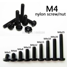 50pcs Black Plastic Nylon M4 Round Pan Phillips Head Screw Bolt Hex Nut 2024 - buy cheap