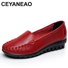 CEYANEAO 2018 Women Genuine Leather Shoes Casual slip-on Ballet Women Flats Cut Out Solid Moccasins Ladies ShoesE760 2024 - buy cheap