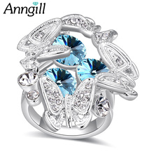 Трендовые стили, синие кристаллы от Swarovski Butterfly, винтажные кольца для женщин, Bague Femme, обручальное кольцо, ювелирные изделия 2024 - купить недорого