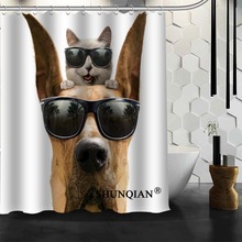 Dog And Cat Shower Curtains Polyester Bathroom Waterproof Bath Curtain Size 150X180cm165X200cm180X200cm 2024 - buy cheap