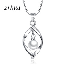 ZRHUA Hot Silver Color Necklace And Pendants Jewelry For Women With Box Chain Luxurious Big Pearl Stone Accessories 2024 - buy cheap