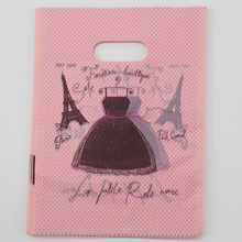 wholesale Free Shipping 100pcs 15x20cm Pink Eiffel Tower Gift Bags Plastic Boutique Pouches Shopping Gift Package Bag 2024 - buy cheap