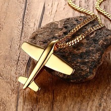 New Fashion Brand Simple Design Stainless Steel Golden Aircraft Airplane Necklace Men Women Jewelry Chain Choker Necklaces 2024 - buy cheap