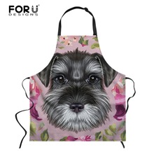 FORUDESIGNS Schnauzer напечатанные фартуки для приготовления пищи, кухонные регулируемые фартуки для барбекю, фартуки для ресторанов для женщин, домашние фартуки без рукавов 2024 - купить недорого