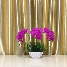 1 комплект цветок + ваза искусственная Орхидея Настоящее прикосновение украшение дома Цветочное искусство 2024 - купить недорого