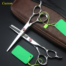 Custom japan 440c 6 inch flower hair cutting scissors barber makas thinning shears haircut hair scissor hairdressing scissors 2024 - buy cheap