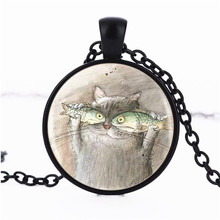 Wholesale new 2018 cat fish fashion crystal glass pendant sweater chain necklace jewelry gift 2024 - buy cheap
