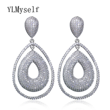New Teardrop Shape Earrings Brincos Pave All Clear Cubic Zirconia Female Statement Jewelry 2024 - buy cheap