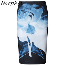 Neophil 2022 Summer Ladies Office Rose Floral Print Women Midi Pencil Skirts Plus Size 5XL Bodycon Elegant Slim Sexy Saia S04015 2024 - buy cheap