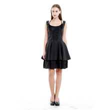 Черное платье-пузырь в стиле панк, готическое Плиссированное Платье Лолиты без рукавов, винтажный Сарафан до колена, облегающий и расклешенный силуэт 2024 - купить недорого