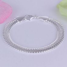 Free Shipping Wholesale silver bracelet, 925 fashion silver plated jewelry 10mm Flat Snake Bracelet /OPZPVRKE GUUKHMMP 2024 - buy cheap