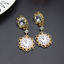 Pendientes de la Danza del metal de la manera de la personalidad barroca de cristal exagerada grande lindo reloj de la joyería pendientes femeninos 288 2024 - compra barato