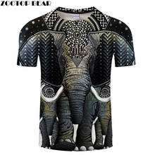 Африканская 3D Футболка с принтом слона, популярная 3D футболка с животным царством, мужская летняя одежда, Женская Повседневная футболка, Забавные топы, футболка 2024 - купить недорого