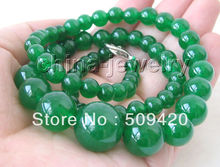 Бесплатная Доставка Оптом> красивый 18 "6-14-6мм натуральный зеленый камень ожерелье-ювелирные изделия 2024 - купить недорого