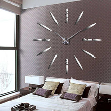 2019 new modern design 3D acrylic large mirror wall clock diy decorative quartz watch clock home decoration garage sticker klok 2024 - buy cheap