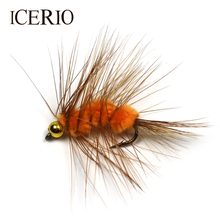 Icerio cabeça de miçangas marrom, isca de peixinho laranja lanuda de minhoca com mosca truta #10 2024 - compre barato
